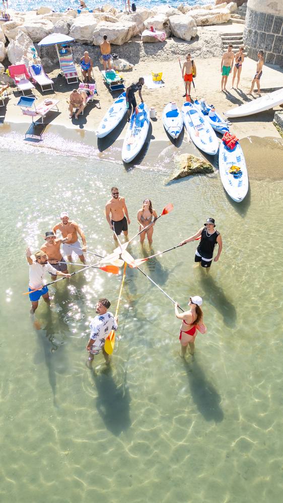 Sea kayak group led by a certified guide in Posillipo, Naples