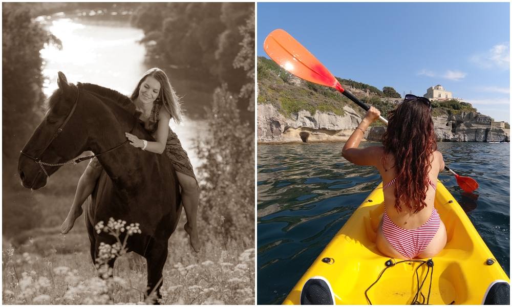 Comparison between horseback riding and kayak tour along the Naples coast
