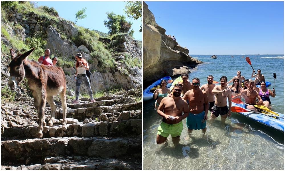 Comparison between land hiking and sea kayaking excursion in Naples